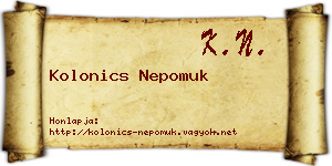 Kolonics Nepomuk névjegykártya